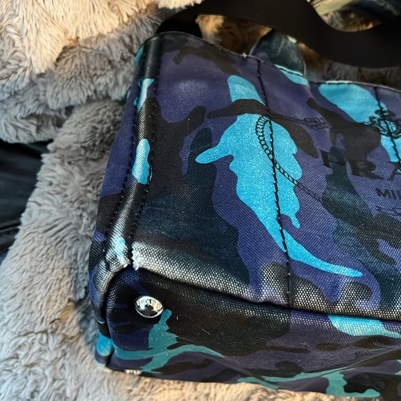 PRADA LARGE CANAPA DENIM ARMY BLUE PRINT - Picture 9 of 17